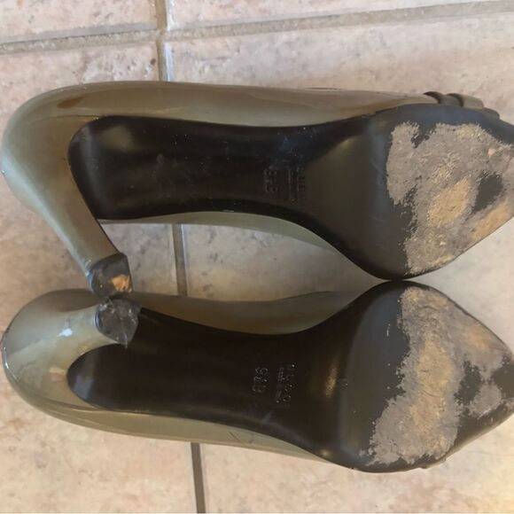 Gucci Pointed Toe Patent Leather Heels army green pumps logo buckle shoes y2k - Picture 10 of 10